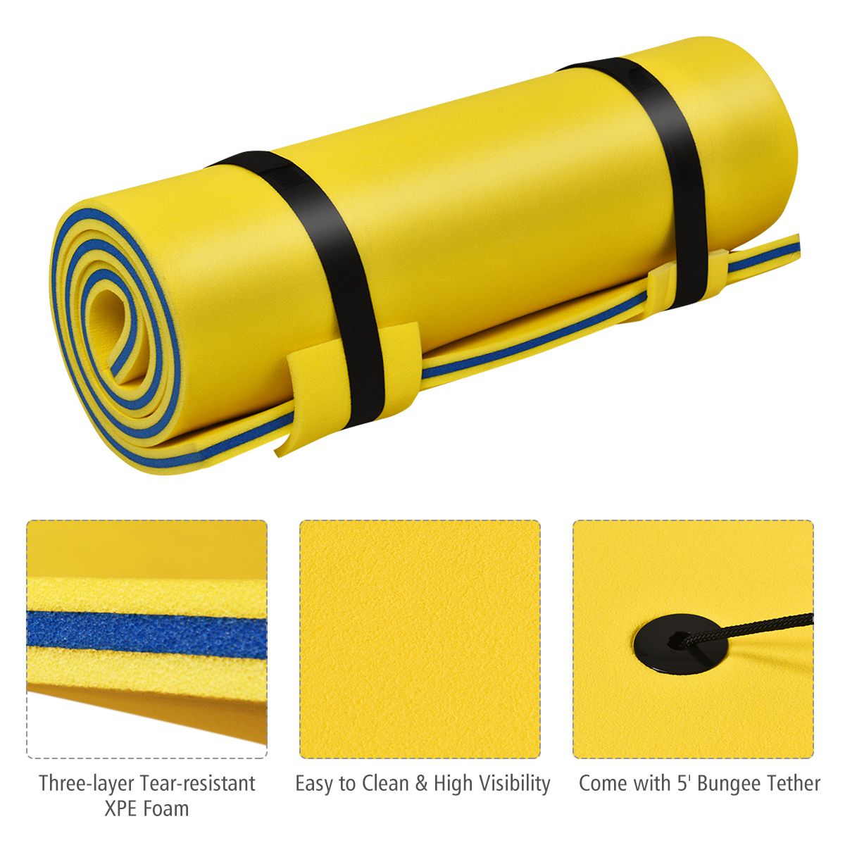 Coast Watermat Schwimmende Schaumstoffmatte XPE - 220 x 90 x 4 cm - Gelb