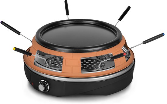 Pizzaofen - Grill und Pizzaofen in einem - Pizza Gourmet - Pizzaofen - Gourmet-Set - Gourmet - Bis zu 300°C - Extra langes 2-Meter-Kabel - Grillplatte - Saaf