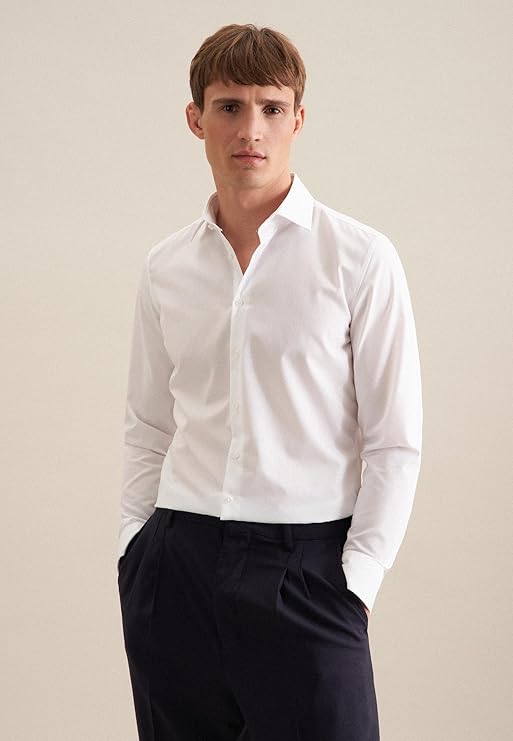 Seidensticker Herren Business Hemd - Shaped Fit - Bügelfrei - Kentkragen - Langarm - 100% Baumwolle - Größe M