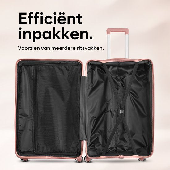 SKYCASES Travelin' Charm Handgepäck Koffer - 40L - Zahlenschloss - 35x21x54 cm - Leicht & Langlebig - Inklusive gratis Tasche - Pink V2