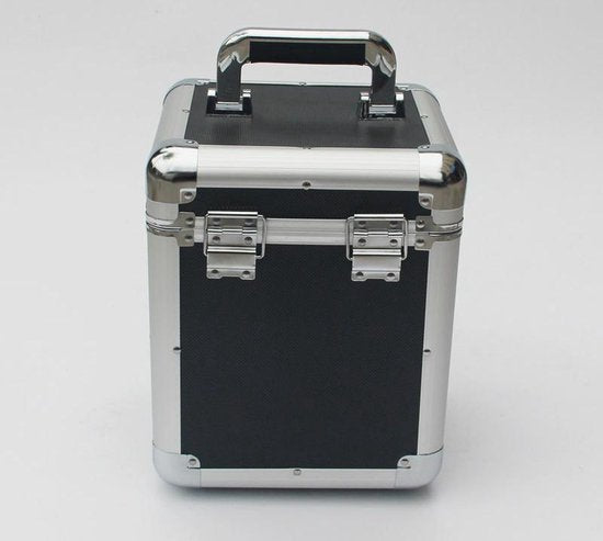 LP-Single 7-Zoll-Vinyl-Koffer zur Aufbewahrung von 70 - 100 Singles abschließbar schwarzes Aluminium