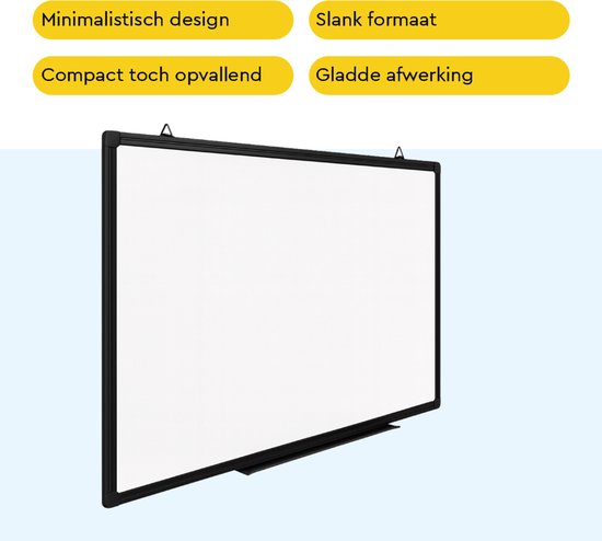 BRASQ Whiteboard 60×45 cm magnetisch - mit Zubehörset (Marker, Radiergummi, Magnete) - Tafel - Magnetische Tafel - schwarz