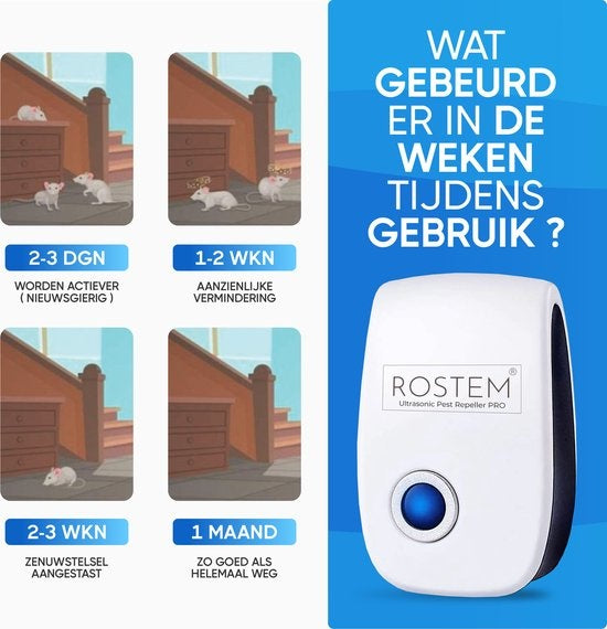 Rostem 4-Pack Ultraschall-Schädlingsvertreiber für Innenräume - Mäusebekämpfung - Insektenbekämpfung - Weiß