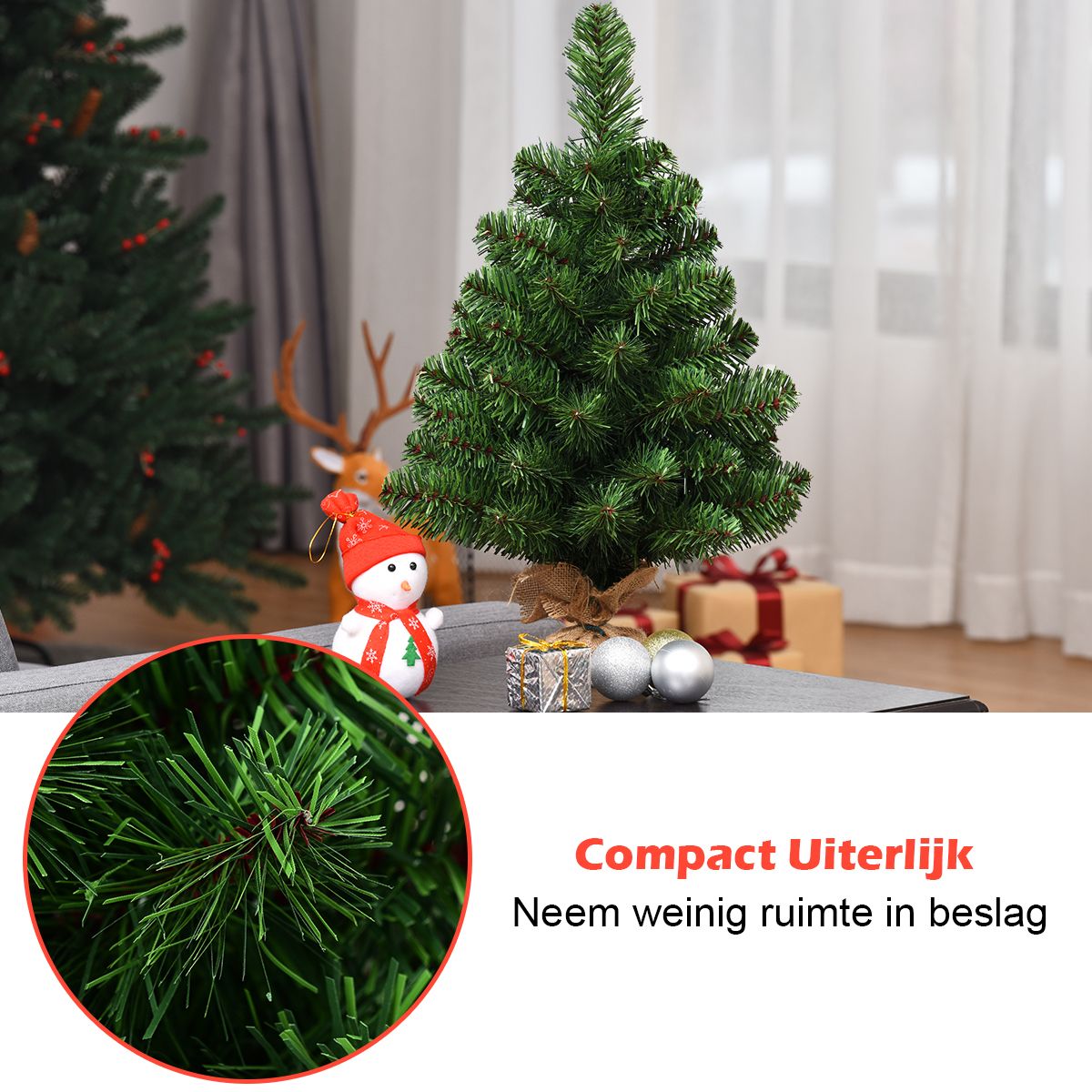 Küste künstlicher Weihnachtsbaum Tannenzweig pvc - 60 cm - grün - Zementsockel - voll naturgetreue Zweige