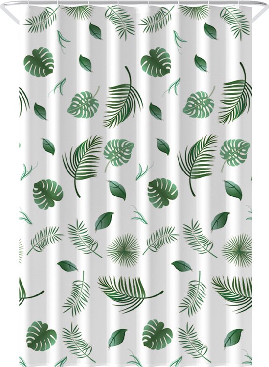 Loti Living Duschvorhang Anti-Schimmel - Blätter - inklusive Ringe - wasserdicht - Polyester - Duschvorhang 120x200 cm