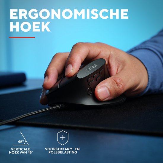 Trust GXT 145 Rexxa – Gaming-Maus – kabelgebunden – 12.800 DPI – RGB-Beleuchtung – ergonomisch, vertikal – schwarz