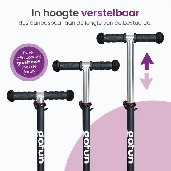 Gofun Kids' Scooter - Leuchtende Räder - Zusammenklappbar - Stufe 3-8 Jahre - Verstellbar - Rutschfest - 85 x 58 x 23 cm - Schwarz