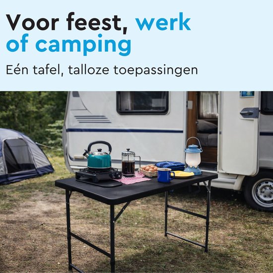BRASQ Klapptisch, schwarz – 120 x 60 x 74 cm – Campingtisch – Klapptisch – Zusammenklappbar – Wetterfest