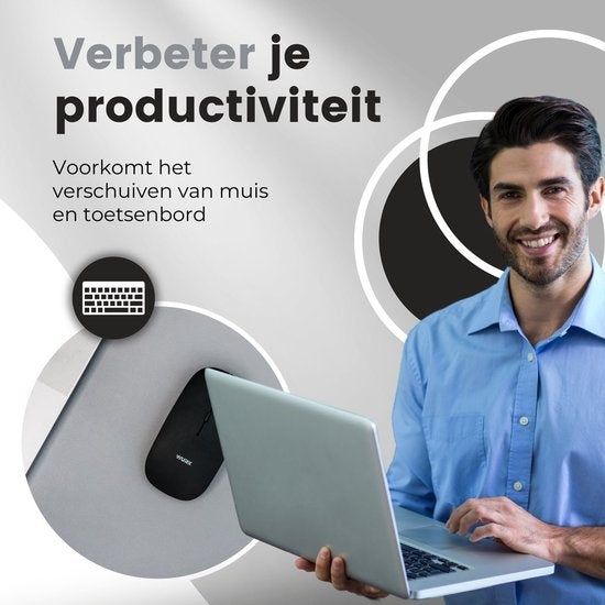 WURK Professionelle Schreibtischunterlage Kunstleder - Schreibtisch-Organizer - Inklusive Kabelclip - Grau - 120x60