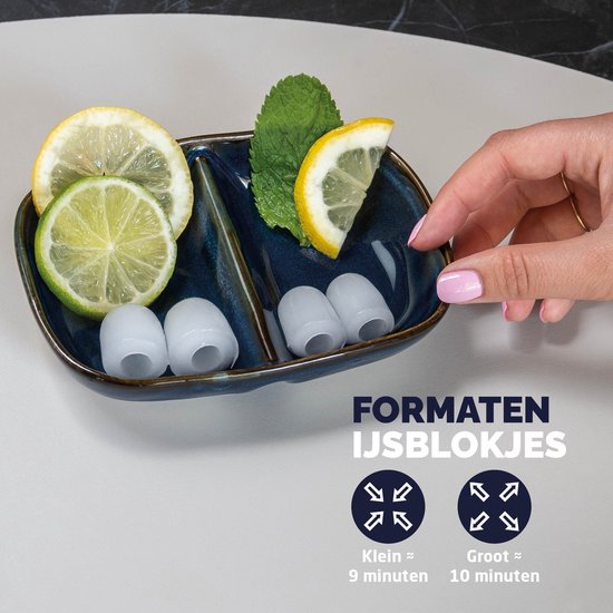 BREND - Eiswürfelbereiter mit Schaufel und Tropfschale - BR-2213 - unterschiedliche Größen - Tragbar - 10 kg in 24 Stunden - Silber