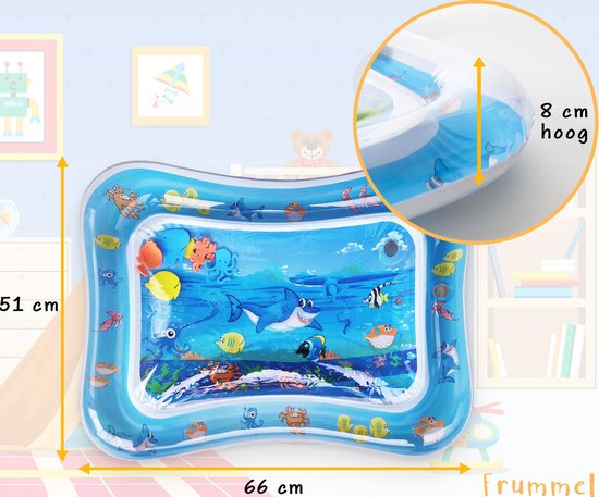 Frummel Wasser Spielmatte Baby - Wassermatte - Spielmatte - Aufblasbar - Wasserspielzeug Baby - Geschenk für die Mutterschaft - Baby Hai