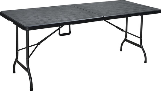 ERRO Klapptisch - Campingtisch - Klapptisch - Klapptisch - Holzoptik - 180x74cm - schwarz