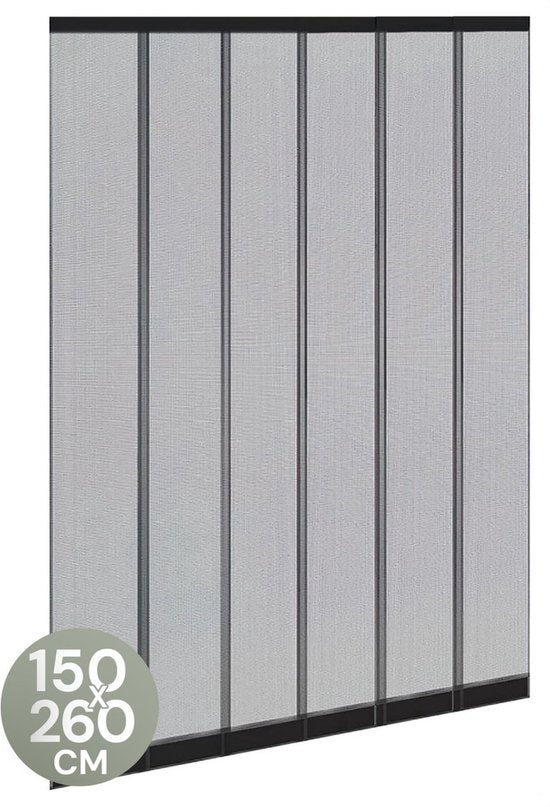 O'DADDY® Fliegengitter Lamellenvorhang - 150x260 cm - Türvorhang - Türtür - Verstellbares Design - Fiberglas - Türgitter Schwarz