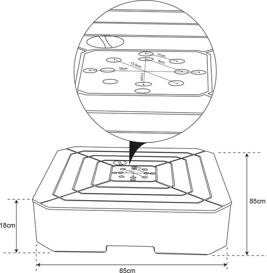 AXI Sonnenschirmständer, befüllbar – Schwarz – 82 x 82 x 19 cm – Mit 2 Rädern – Mit Tragegriff – Für Schwebeschirme bis zu 3 x 3 m oder mit einem Durchmesser von 3 m – HDPE-Kunststoff – Befüllbar mit 115 Litern Wasser