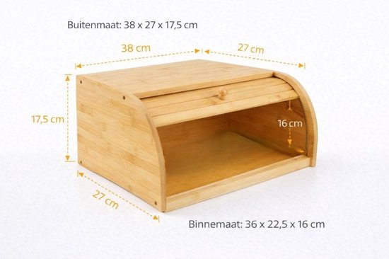 Ceruzo Brotkasten aus Bambus – Brotkasten mit Rollverschluss – 38 cm