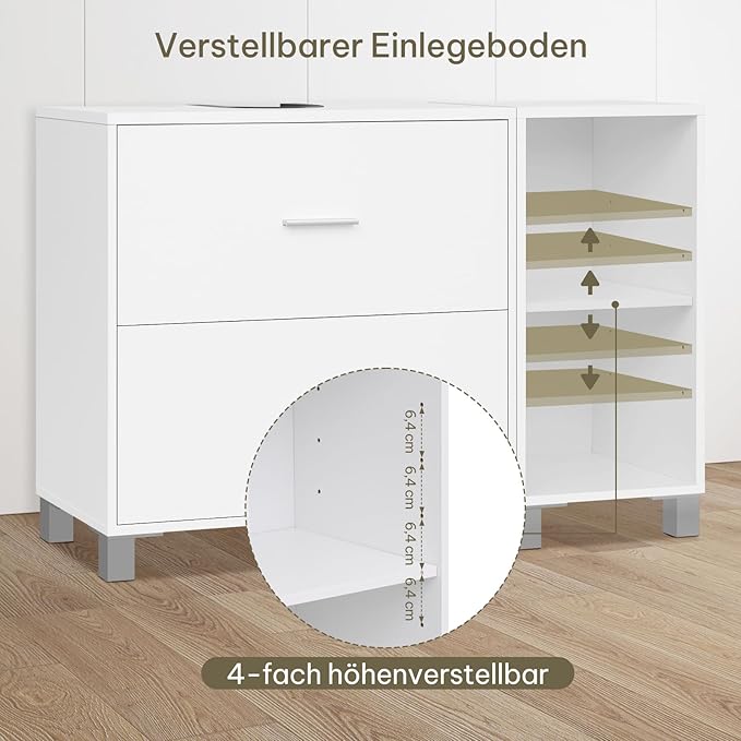 eSituro SBP0098 Waschbeckenunterschrank Badezimmerschrank - weiß - 2 große Schubladen - Seitenschrank kann links oder rechts aufgestellt werden