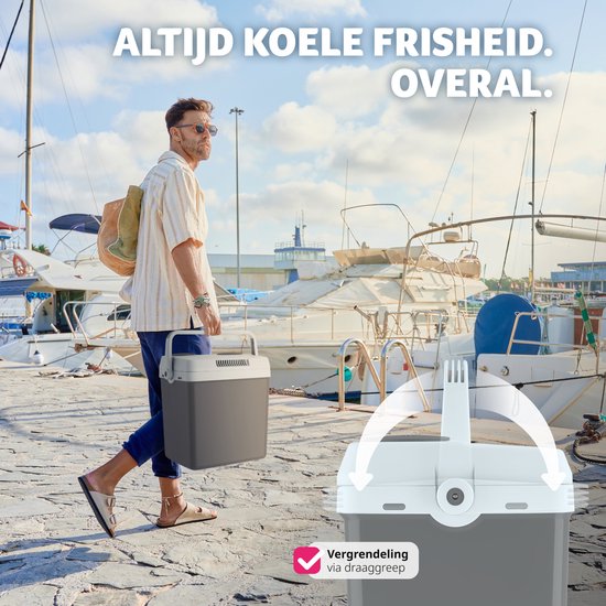 tectake - Elektrische Kühlbox mit 25 l - Kühl- und Warmhaltefunktion - Leise elektrische Kühltasche - Für Auto oder Steckdose - Mini-Kühlschrank für Camping, Getränke - Thermobox mit Strom - Eco Mode