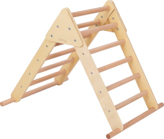 Sunny Charlie 3-in-1-Klettergerüst aus Naturholz – Montessori-Spielzeug – Kletterbogen – Kletterdreieck – FSC Mix