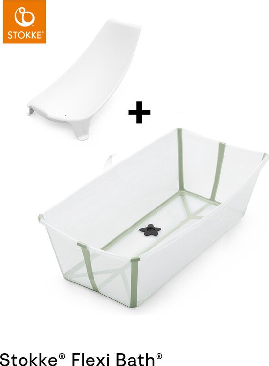 Stokke® Flexi Bath® X-Large-Set – Flexi Bath® XL + Newborn Support – Transparent grün