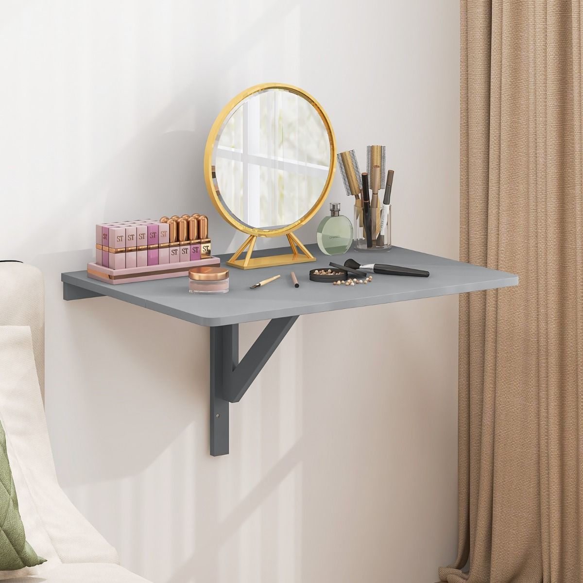 Coast Wandklapptisch – zusammenklappbarer Schreibtisch – platzsparendes Design – grau 80 x 60 x 45 cm
