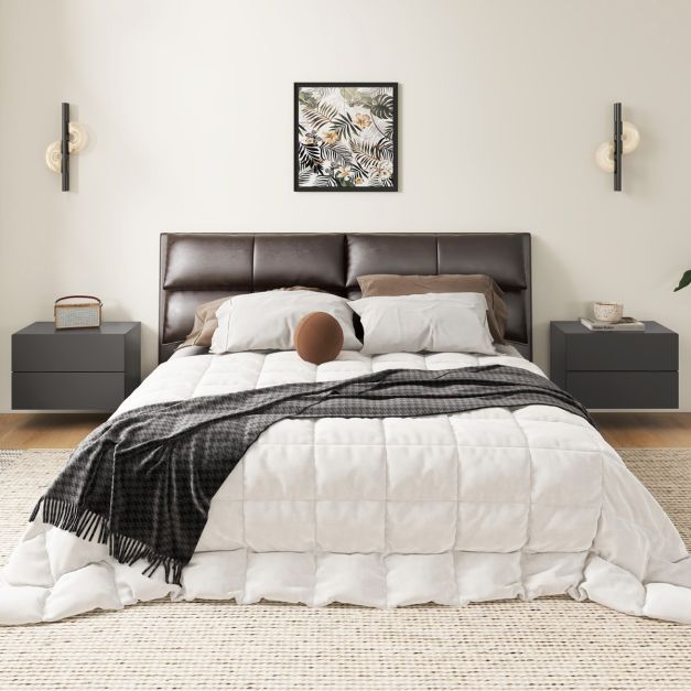 Coast Schwebender Nachttisch mit 2 Schubladen 42x30x28 cm - Grau - Moderner wandmontierter Nachttisch