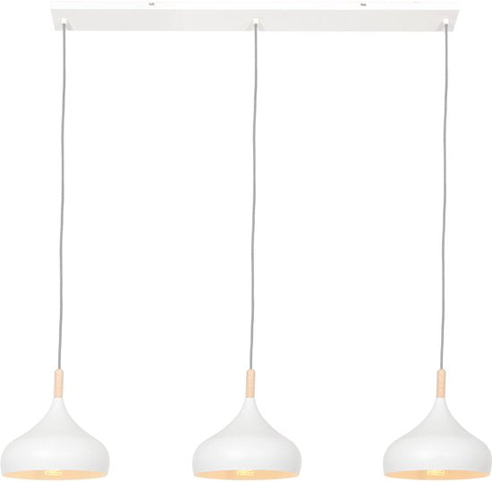 Mexlite - Hängeleuchte - Bjorr - weiß - Holz Metall - große Esstischlampe - E27 - 3099W