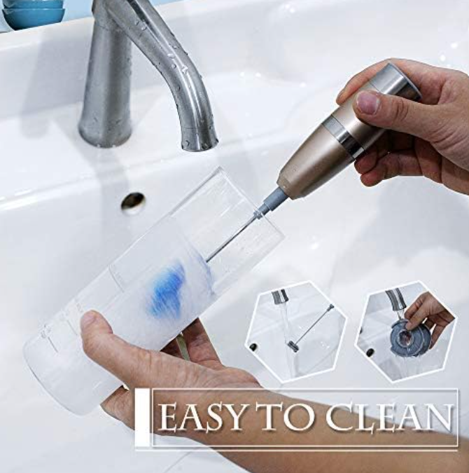 MUIFA Handmilchaufschäumer – 19.000 U/min – 500 ml Borosilikatglas – Edelstahl-Schneebesen – Akku – Silber