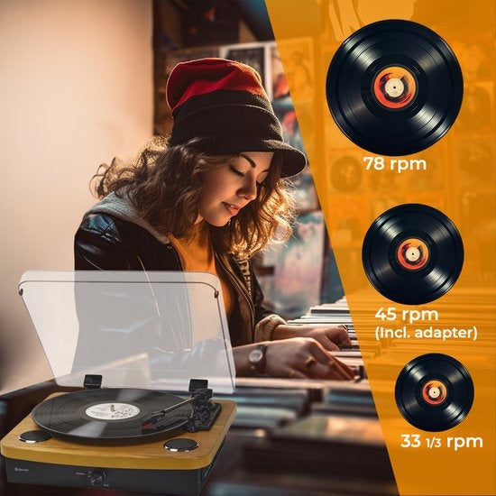 Denver VPL230 Retro Plattenspieler - Bluetooth - USB Aufnahme - 3 Geschwindigkeiten - Lautsprecher - Holz