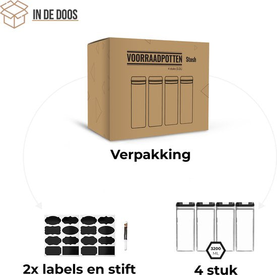 Stosh Vorratsgläser - Vorratskanister - Bonbonglas - 4 Stück - 3.2L - BPA frei - Kunststoff
