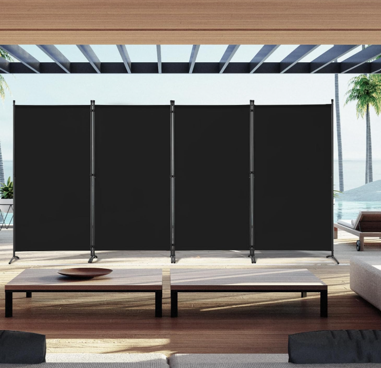 Angel Living Raumteiler mit Rollen, 4-teilig – Schwarz – 324 x 180 cm – Zusammenklappbar