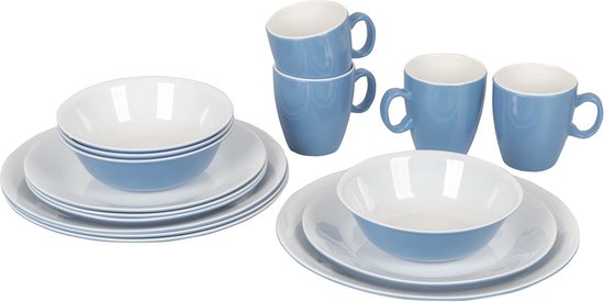 Bo-Camp – Geschirr – Two-tone – 16-teilig – Blau