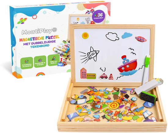 MontiPlay® Magnetisches Spielzeug – Fahrzeuge – Sensorisches Spielzeug – Magnetisches Spielzeug – Montessori-Spielzeug – Magnetspielzeug – Busy Board – Malbrett – Magnetbuch – Reisespielzeug – Spielzeug für unterwegs