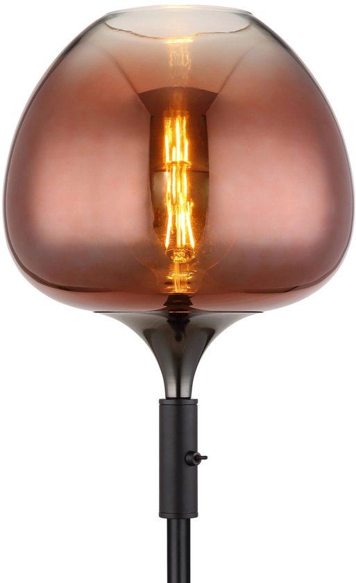 Stehleuchte RIHA Glas 155.0cm Matt Schwarz | Rauch G9 6-flammig