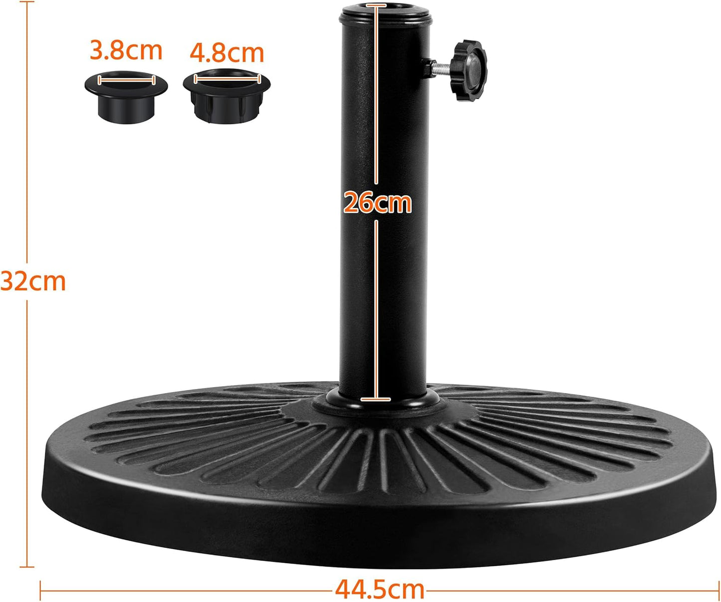 Yaheetech Sonnenschirmständer, rund – 10 kg – Ø 44,5 cm – für Sonnenschirmstangen 38/48 mm
