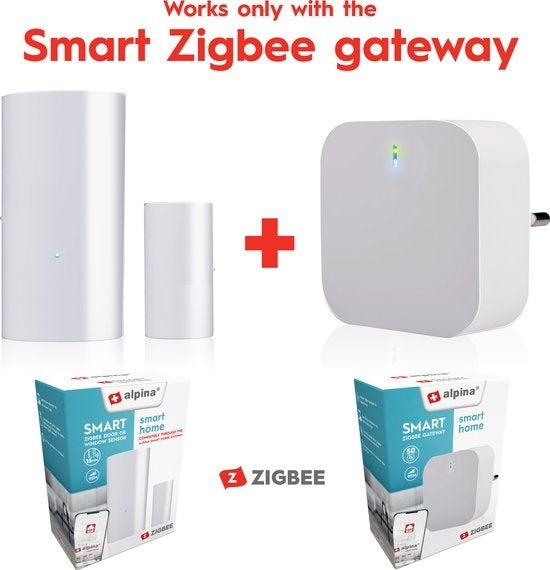 alpina Smart Home Bewegungsmelder - Fenster- und Türsensor - Bewegungsmelder - 90 Meter Reichweite - Weiß