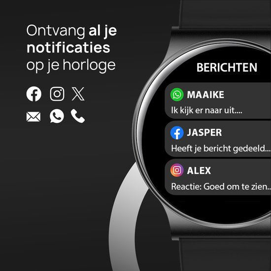 OOQE WATCH CS PRO - Smartwatch für Damen und Herren | Geeignet für iOS und Android | 10 Farben | HD | Benachrichtigungen | Gesundheitsanalyse | Sportanalyse | GPS-Verbindung | Anrufe | Musik/Audiohören | Spiele | Ergonomisch | Niederländische Sprache | Bl