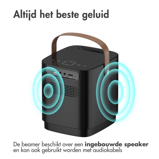 iMoshion Tragbarer Beamer - Full HD Mini-Beamer / Projektor - Streaming über WiFi - Schwarz