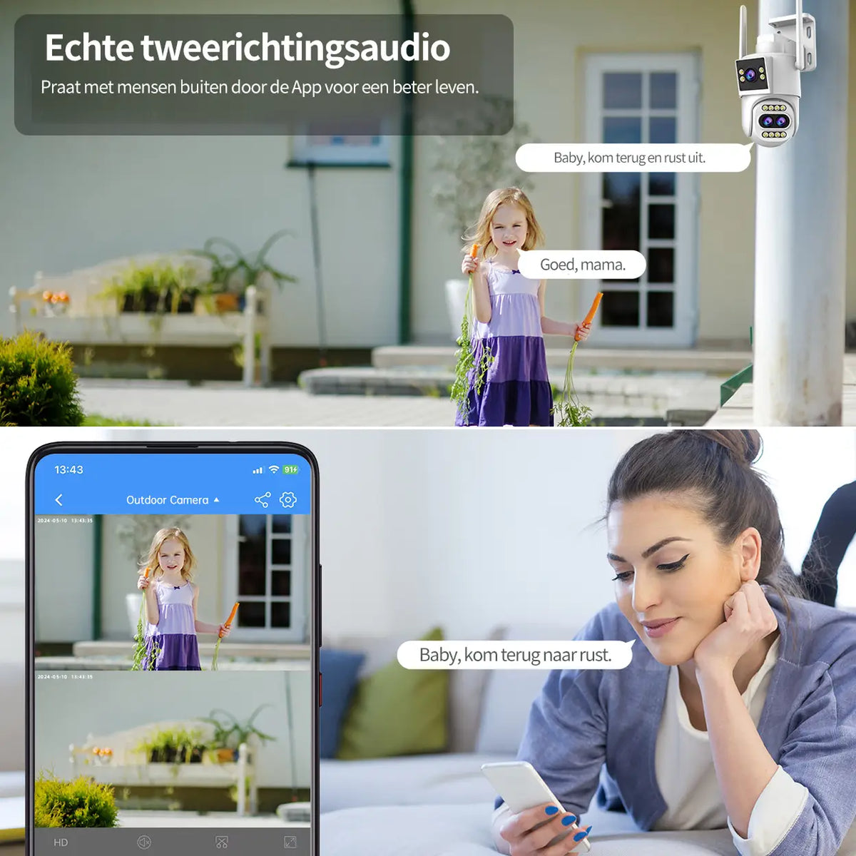 Jooan Außenüberwachungskamera 2K mit Dreifachobjektiv – 10-facher Zoom – PTZired IP66 wasserdicht, Bewegungsalarm, 8–256 GB Speicherkarte/Cloud-Speicher, Sirenenalarm