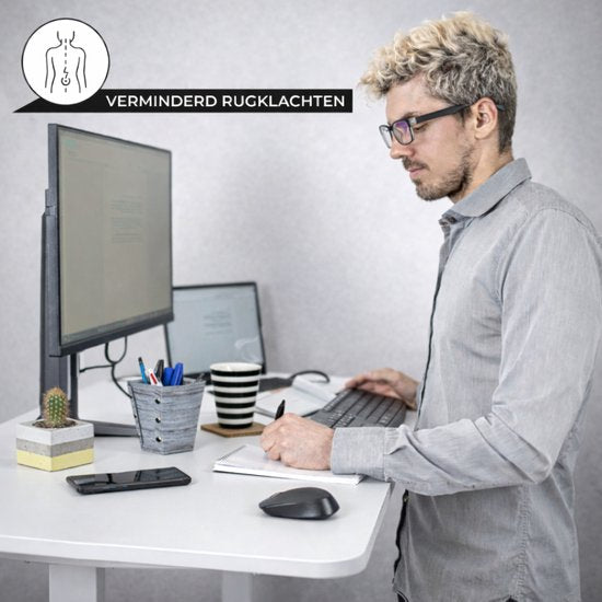 Bayt Sitz-Steh-Schreibtisch - Elektrischer Schreibtisch - Höhenverstellbarer Schreibtisch - 120 x 60 cm - Weiß