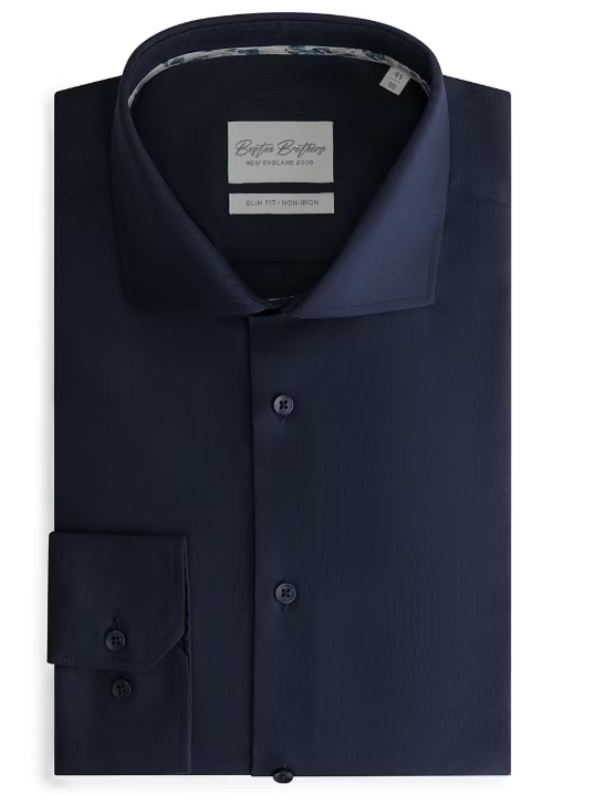 Boston Brothers Bügelfreies Hemd - Herren - Größe 42 - Navy - Oxford Weave - Slim Fit