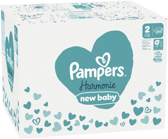 Pampers Harmonie Windeln Größe 2 – 204 Windeln – 4 kg–8 kg