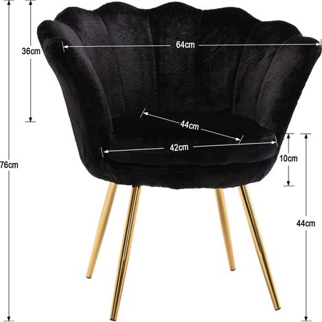 Wahson Samt-Akzentstuhl – Moderner Vanity-Sessel mit Rückenlehne im Blütenblatt-Design – Schwarz