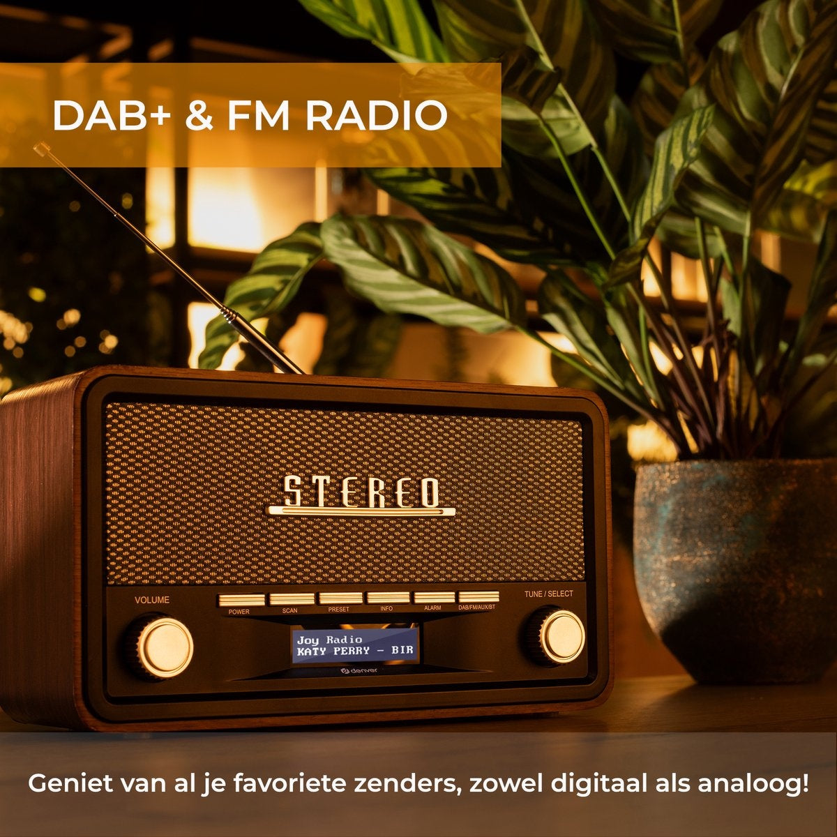 Denver - DAB-Radio - Retro-Radio - DAB+/ FM-Radio - Bluetooth - Holz
