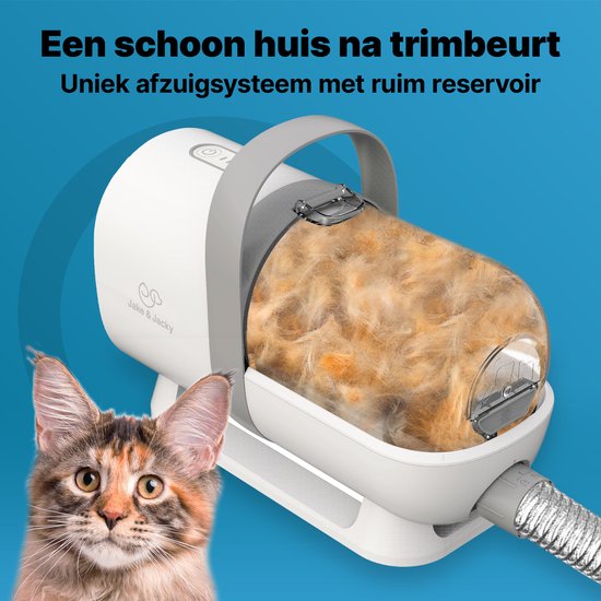 Jake and Jacky Professionelle Hundeschermaschine für dickes Fell 15-teilig - Tierschermaschine mit Absaugung - Saugen & Trimmen - Katzenschermaschine - Geräuscharmes Design - Hunde- und Katzentrimmset - inkl. Aufbewahrungsschale