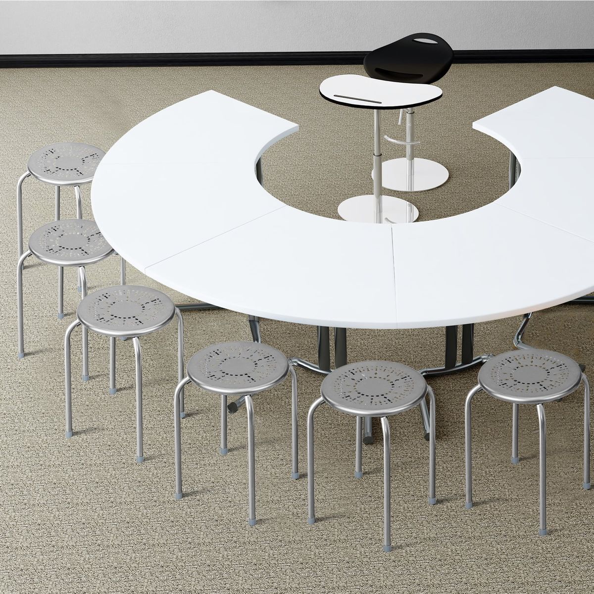 Coast 6-teiliges Set stapelbarer Metallhocker – verstärkter Rahmen – sofort einsatzbereit – grau