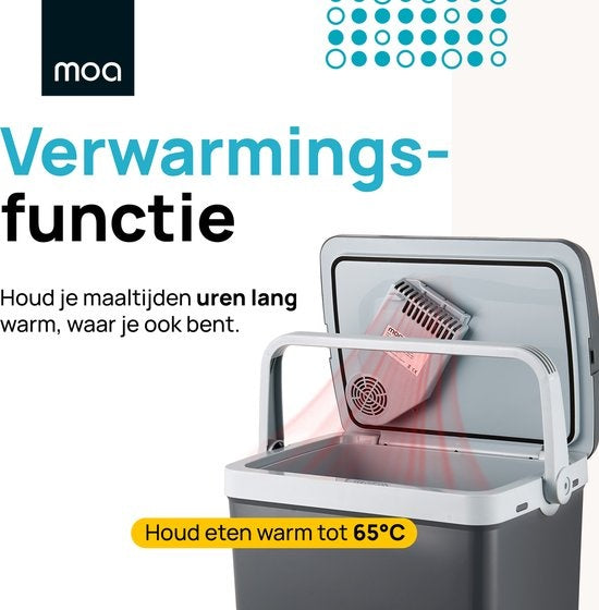 MOA - Elektrische Kühlbx - Mit Wärmehaltungsfunktion- 12V und 230V - 32Liter - Grau