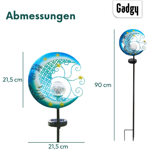 Gadgy - Solar Garten Licht Mond mit Garten Fackel - Outdoor - Garten, Terrasse & Balkon - Blau