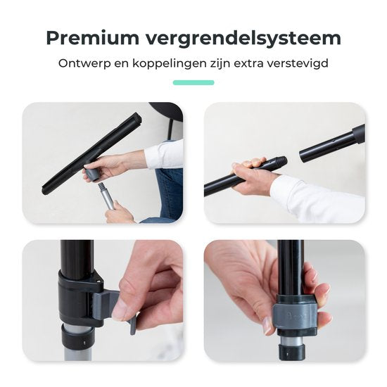 CLEANLY Bodenwischer mit Griff Teleskop 114-142 cm - Badezimmer-Bodenwischer - Wasserwischer - Duschwischer - Doppeltes EVA Schaumstoff - Breite 43.5 cm - Schwarz, Grau