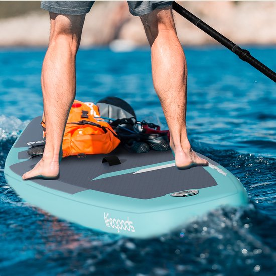 LifeGoods SUP Board Touring - 165 KG Belastbarkeit - 365 x 76 cm - Aufblasbar - mit Sitz - Komplettes Sup Paket - Türkis