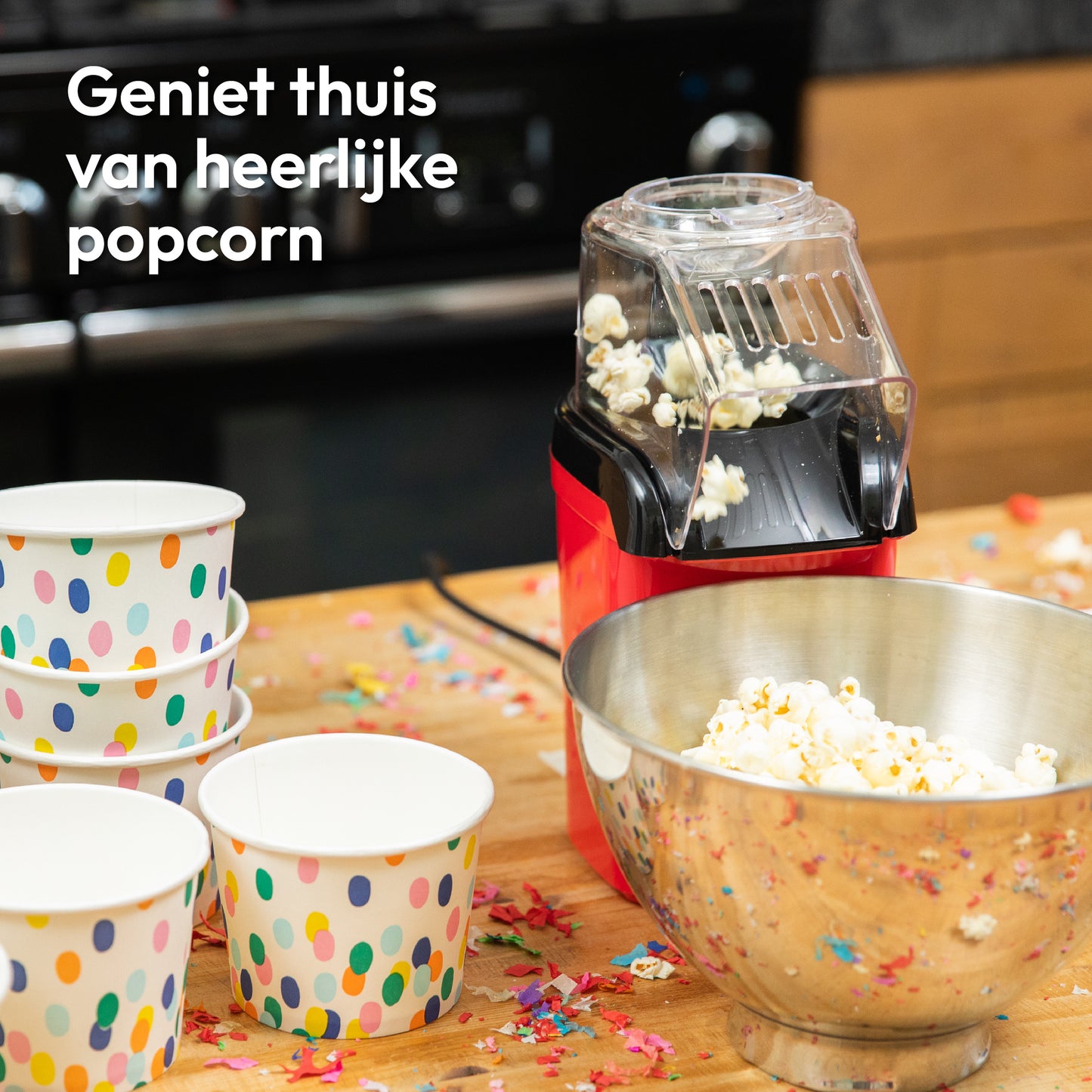 Gadgy Popcornmaschine - Heißluft-Popcornmaschine - 1200 Watt - 27 cm - Popcornmaschine Kinderparty